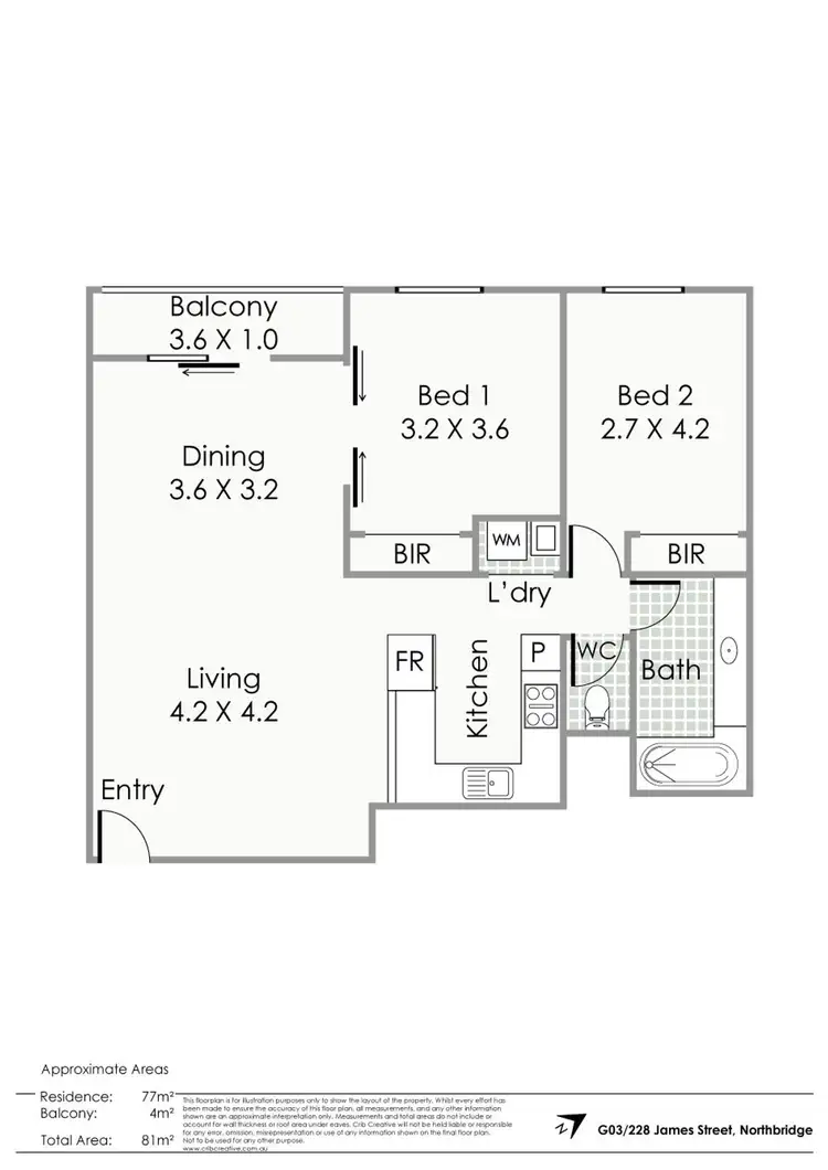 Floorplan of Homely apartment listing, G03/228 James Street, Northbridge WA 6003