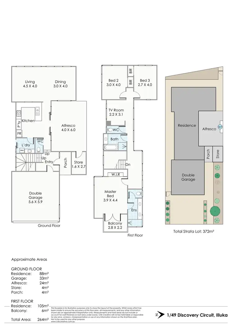 Floorplan of Homely townhouse listing, 1/49 Discovery Circuit, Iluka WA 6028