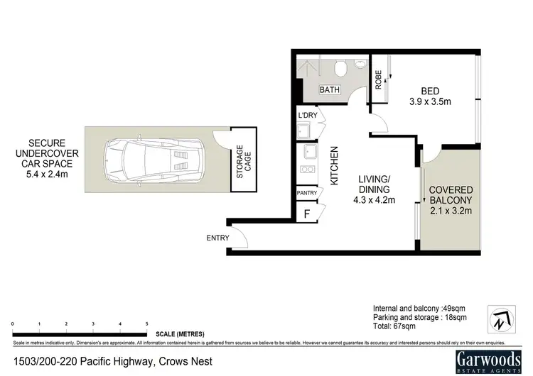 Floorplan of Homely apartment listing, 1503/220 Pacific Highway, Crows Nest NSW 2065