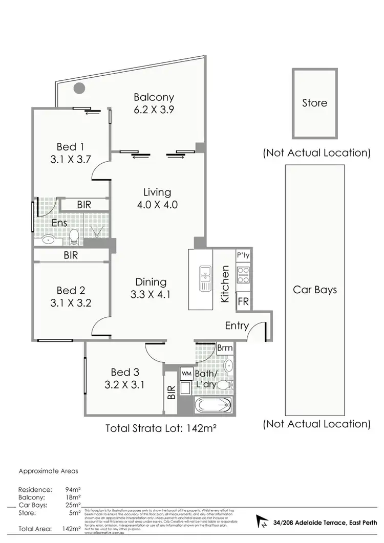 Floorplan of Homely apartment listing, 34/208 Adelaide Terrace, East Perth WA 6004