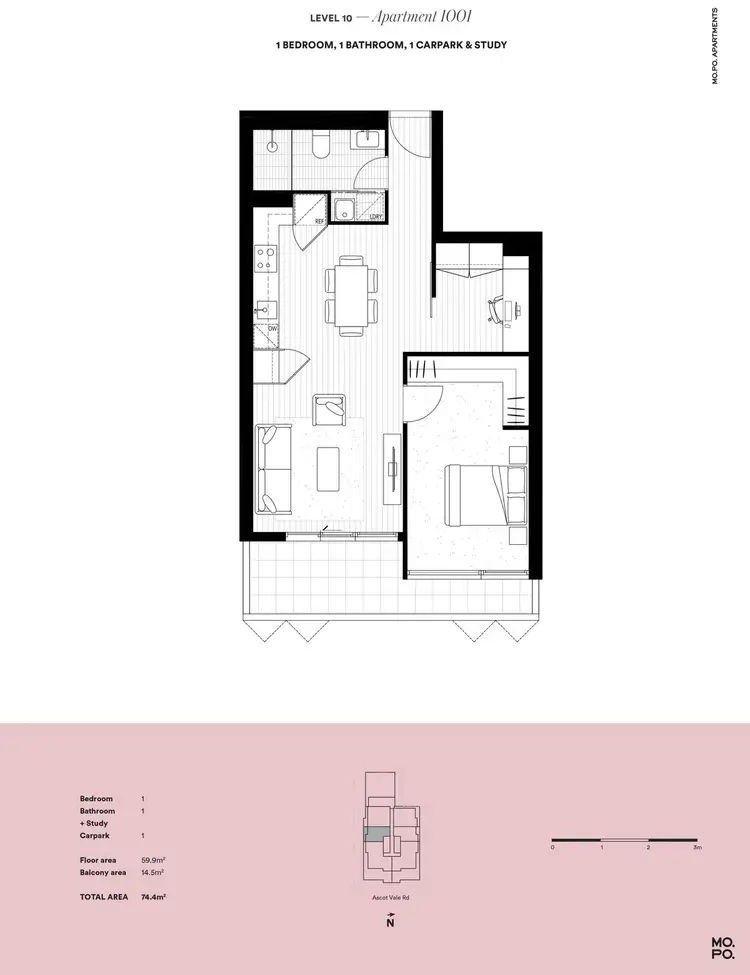 Floorplan of Homely apartment listing, 1001/333 Ascot Vale Road, Moonee Ponds VIC 3039