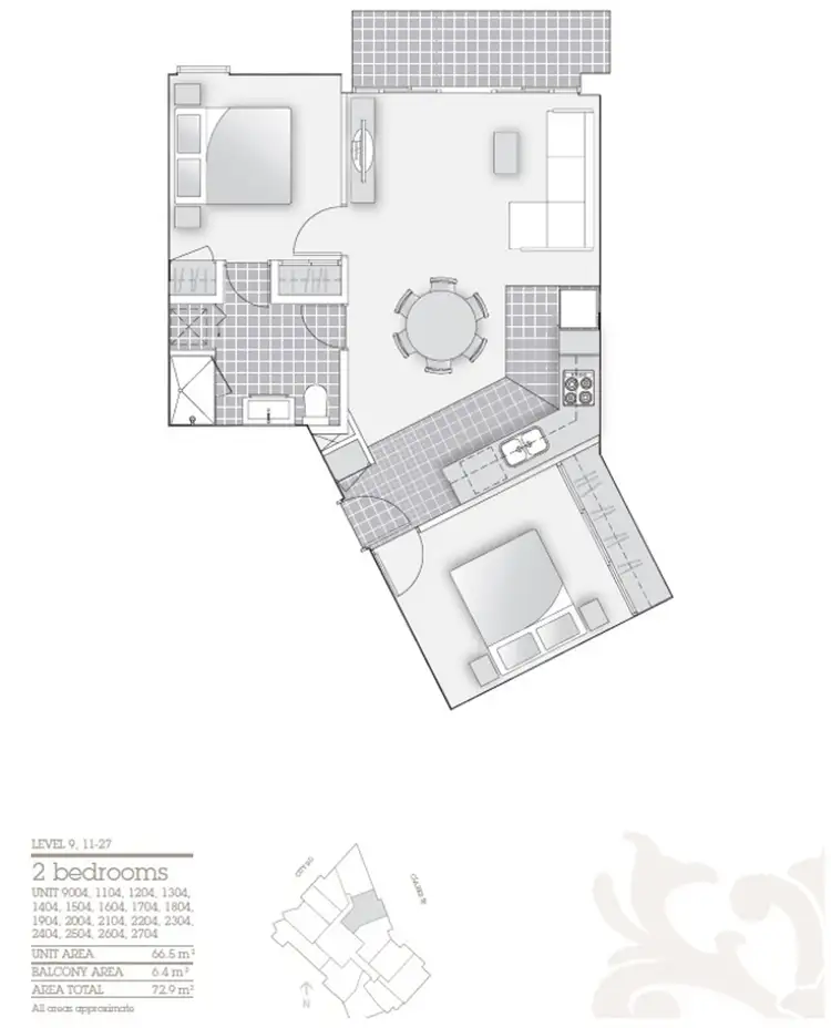 Floorplan of Homely apartment listing, 1904/283 City Road, Southbank VIC 3006