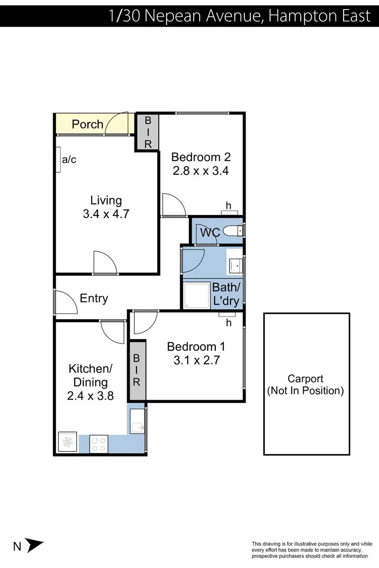Floorplan of Homely unit listing, 1/30 Nepean Avenue, Hampton East VIC 3188