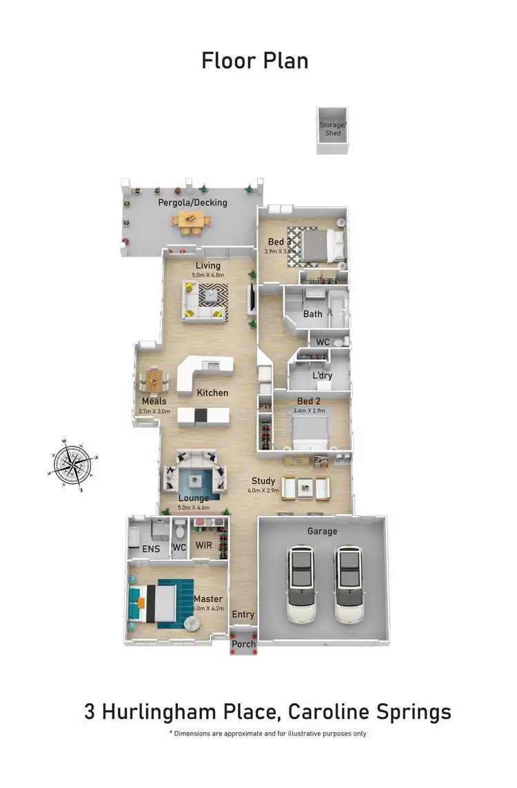 Floorplan of Homely house listing, 3 Hurlingham Place, Caroline Springs VIC 3023