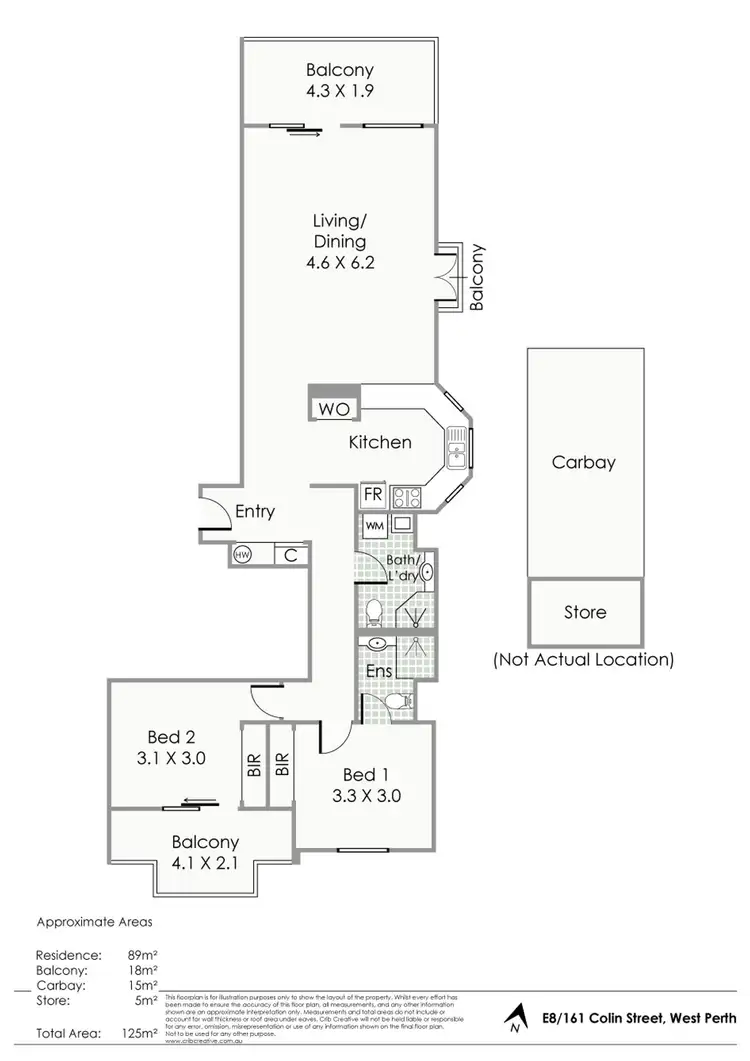 Floorplan of Homely apartment listing, E8/161 Colin St, West Perth WA 6005