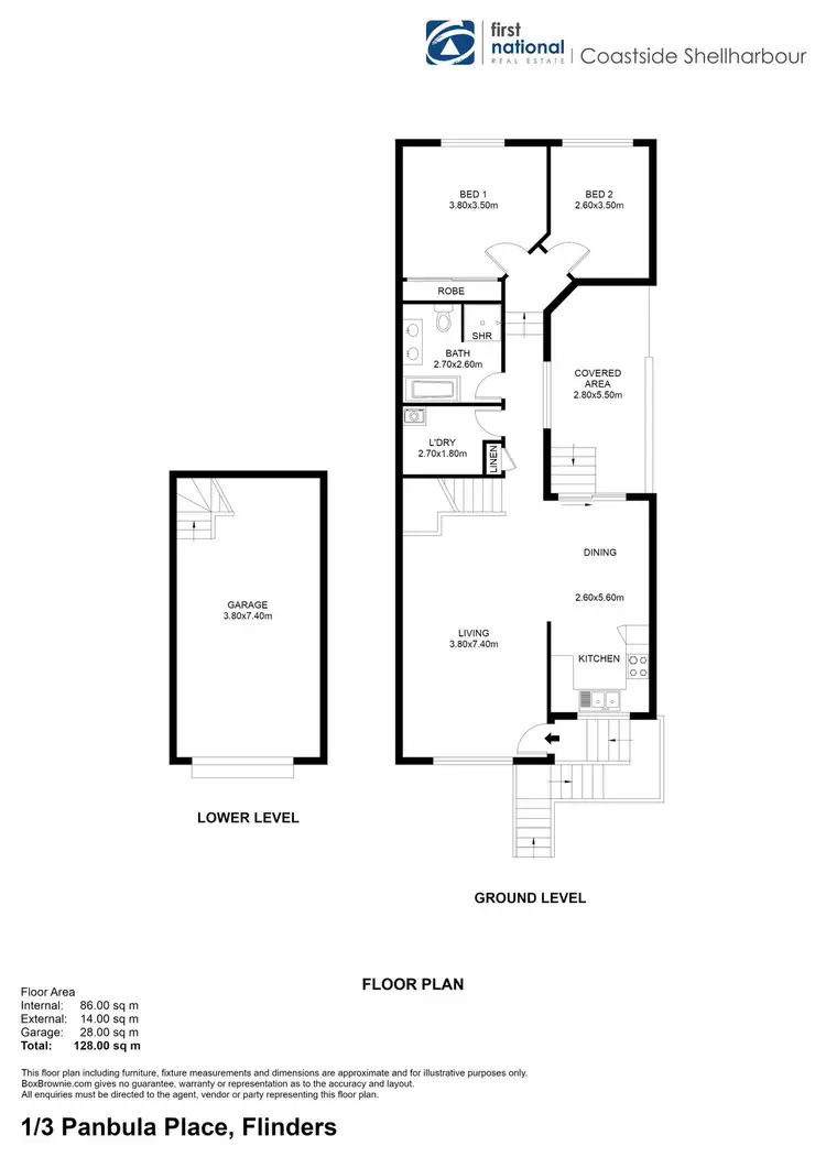 Floorplan of Homely semi-detached listing, 1/3 Panbula Place, Flinders NSW 2529