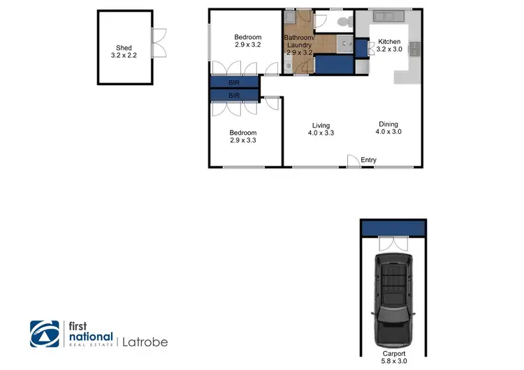 Floorplan of Homely unit listing, 1/2 Barbor Court, Traralgon VIC 3844