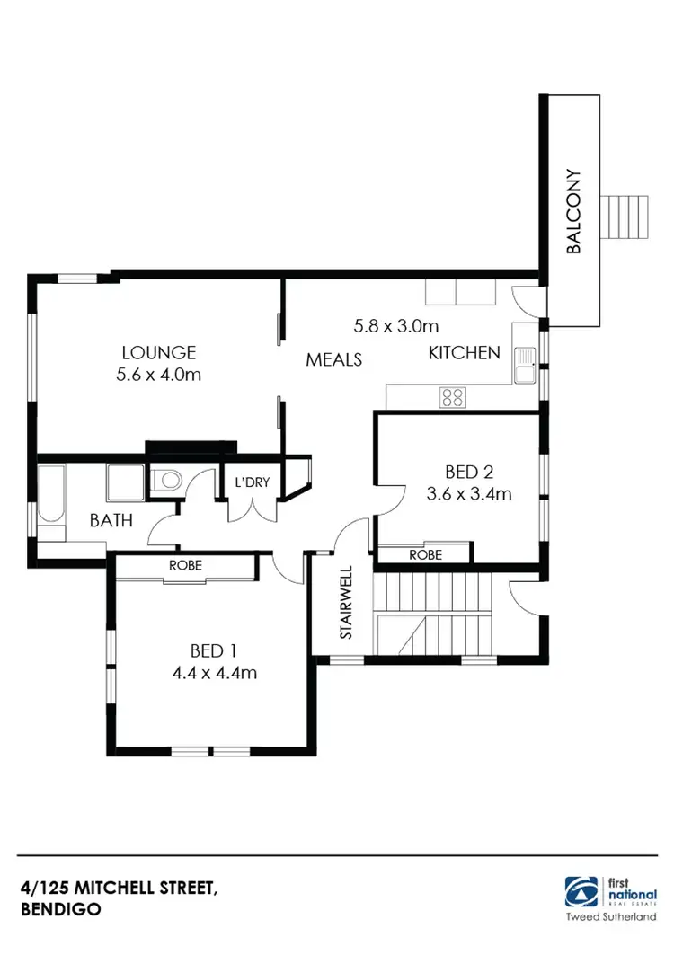 Floorplan of Homely townhouse listing, 4/125 Mitchell Street, Bendigo VIC 3550