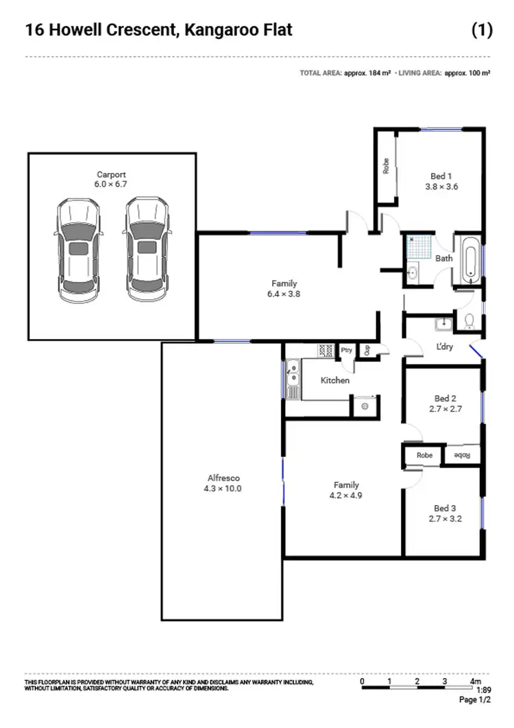 Floorplan of Homely house listing, 16 Howell Crescent, Kangaroo Flat VIC 3555