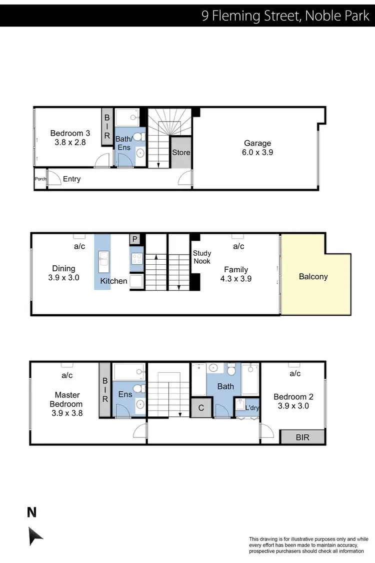 Floorplan of Homely townhouse listing, 9 Fleming Street, Noble Park VIC 3174
