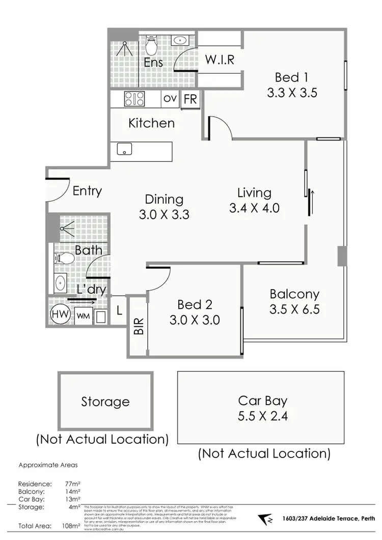 Floorplan of Homely apartment listing, 1603/237 Adelaide Tce, Perth WA 6000