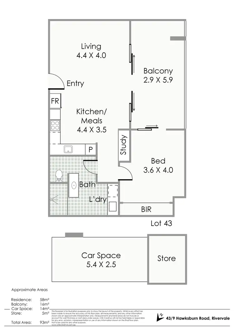 Floorplan of Homely apartment listing, 43/9 Hawksburn Road, Rivervale WA 6103