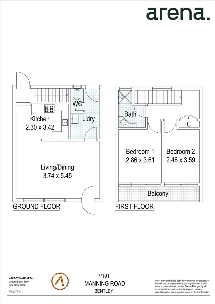 Floorplan of Homely townhouse listing, 7/191 Manning Road, Bentley WA 6102