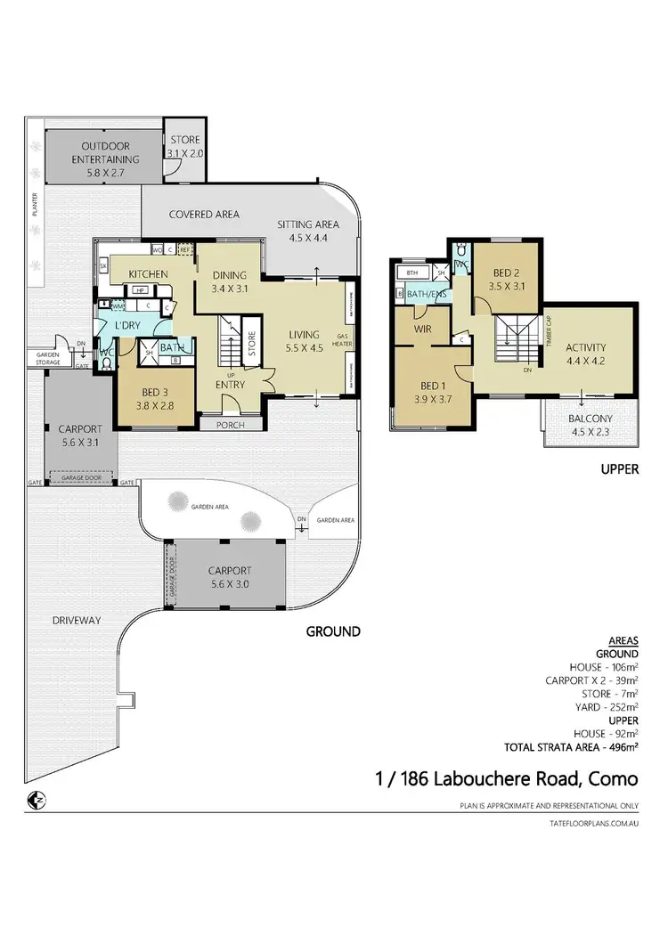 Floorplan of Homely townhouse listing, 1/186 Labouchere Road, Como WA 6152