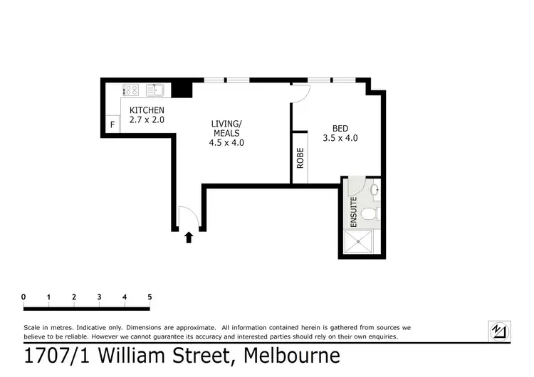 Floorplan of Homely apartment listing, 1707/1 William Street, Melbourne VIC 3000