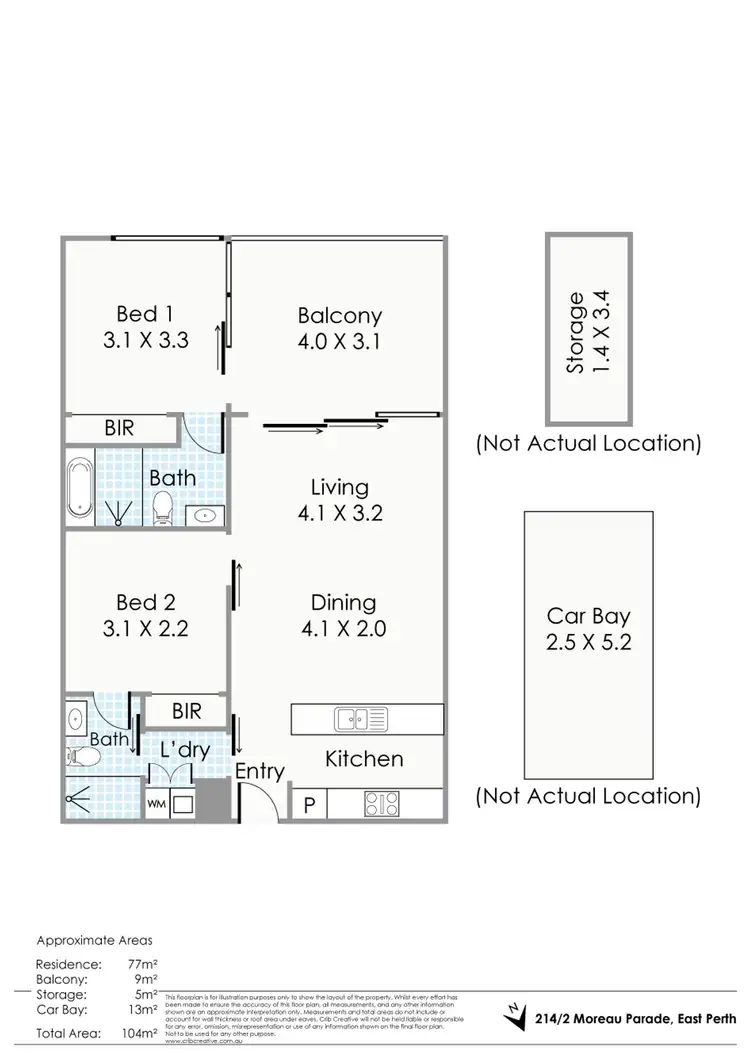 Floorplan of Homely apartment listing, 214/2 Moreau Parade, East Perth WA 6004