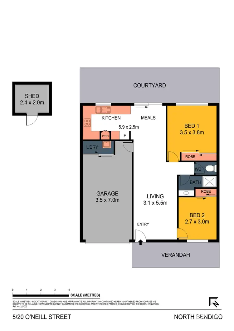Floorplan of Homely unit listing, 5/20 Oneill Street, North Bendigo VIC 3550