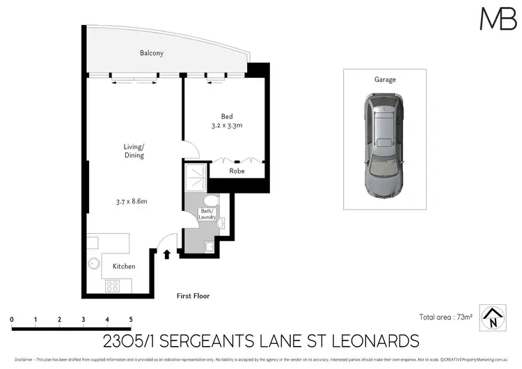 Floorplan of Homely apartment listing, 2305/1 Sergeants Lane, St Leonards NSW 2065