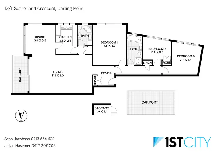 Floorplan of Homely apartment listing, 13/1 Sutherland Crescent, Darling Point NSW 2027