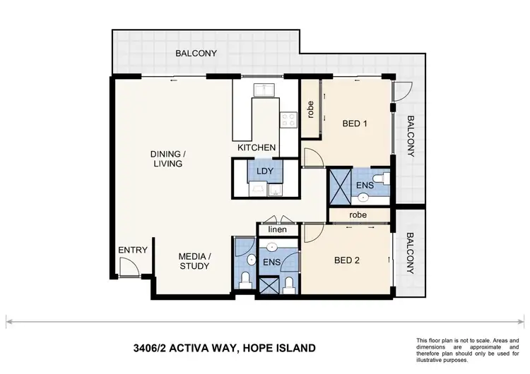 Floorplan of Homely unit listing, 3406/2 Activa Way, Hope Island QLD 4212