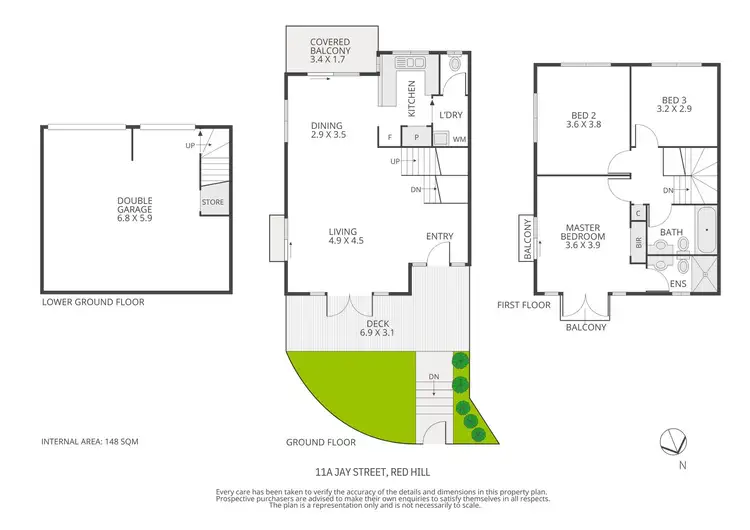 Floorplan of Homely townhouse listing, 1/11 Jay Street, Red Hill QLD 4059