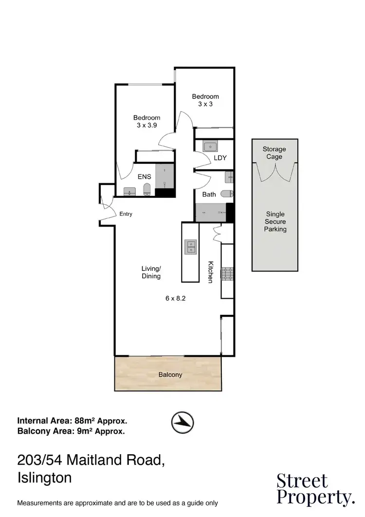 Floorplan of Homely apartment listing, 203/54 Maitland Road, Islington NSW 2296