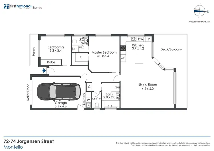 Floorplan of Homely unit listing, 1/72-74 Jorgensen Street, Montello TAS 7320