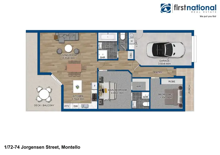 Floorplan of Homely unit listing, 1/72-74 Jorgensen Street, Montello TAS 7320