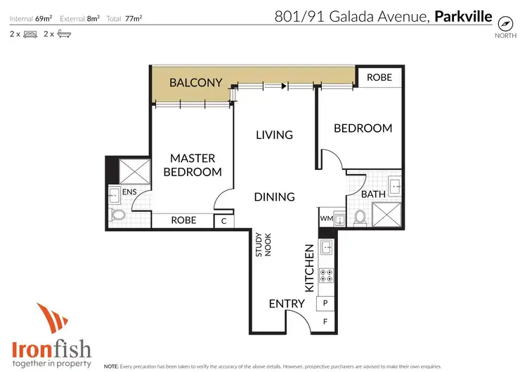 Floorplan of Homely apartment listing, 801/91 Galada Avenue, Parkville VIC 3052