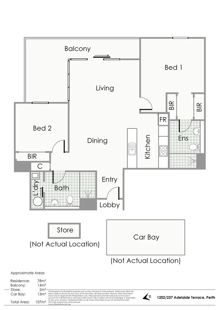 Floorplan of Homely apartment listing, 1202/237 Adelaide Terrace, Perth WA 6000