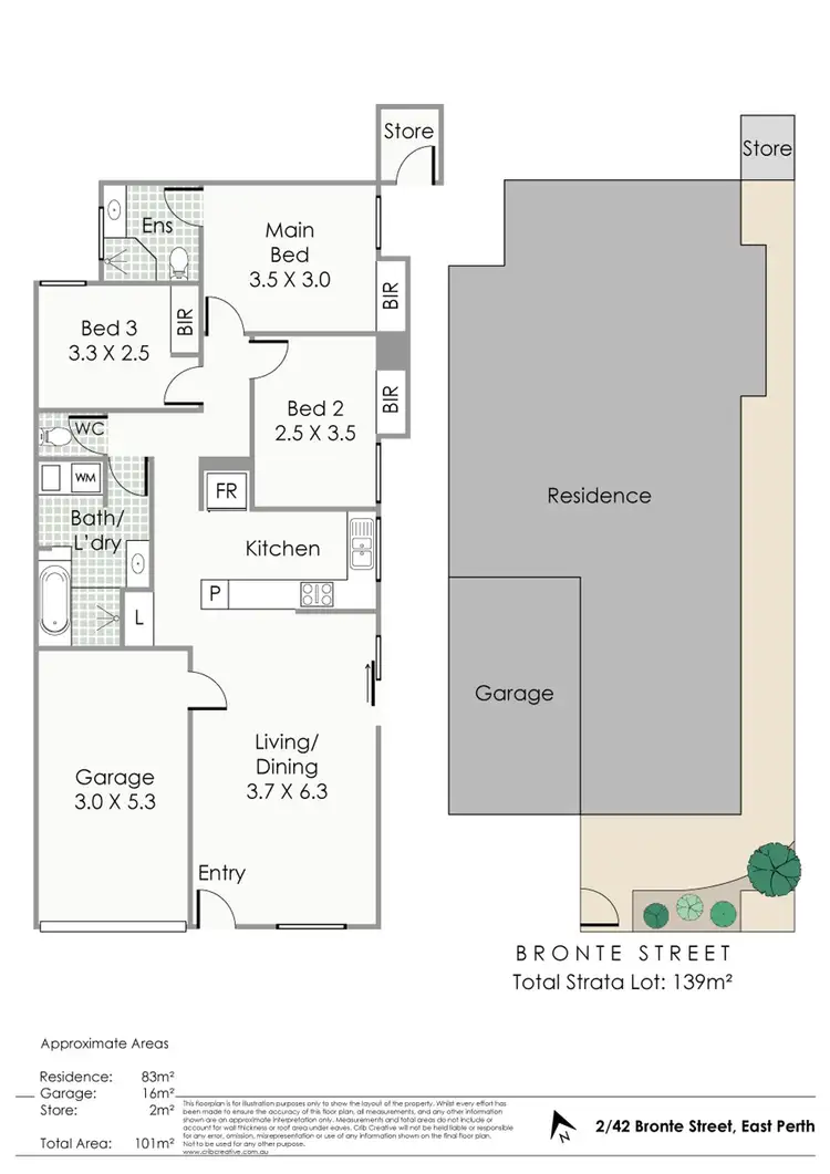 Floorplan of Homely apartment listing, 2/42 Bronte St, East Perth WA 6004