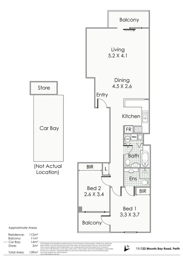 Floorplan of Homely apartment listing, 11/122 Mounts Bay Rd, Perth WA 6000