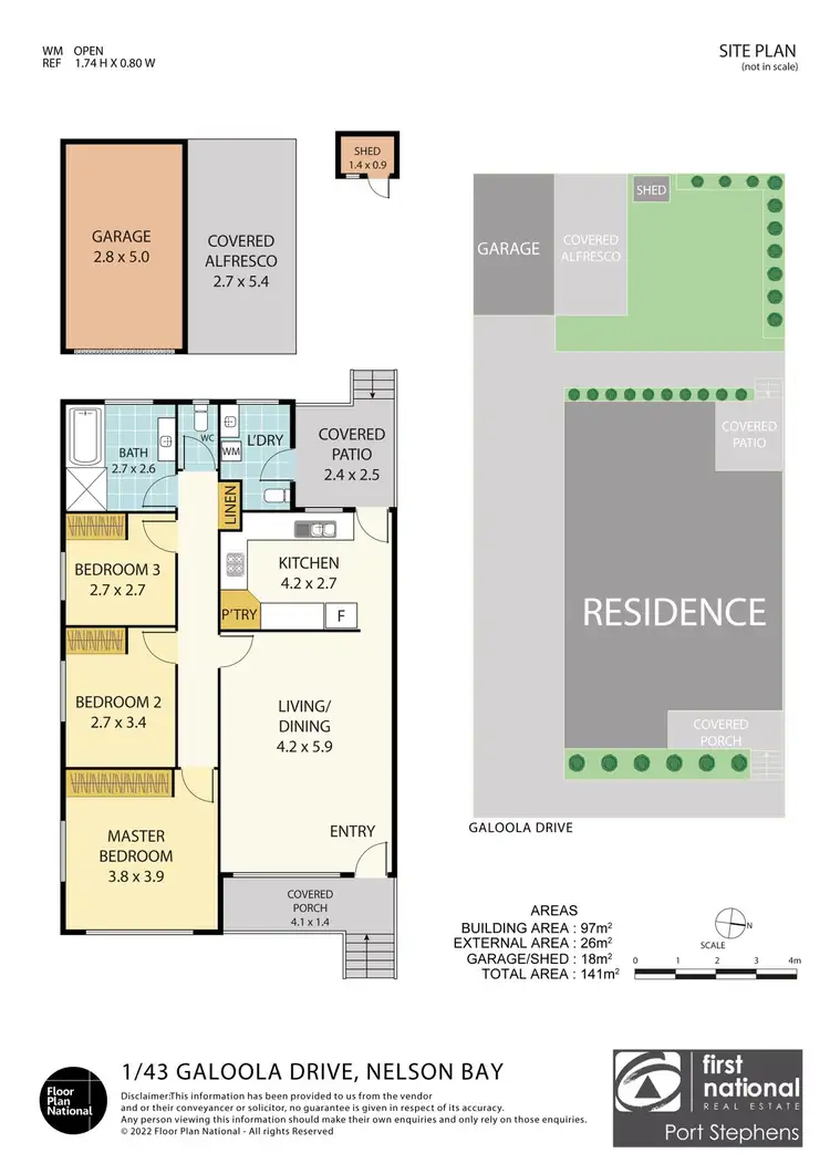 Floorplan of Homely semi-detached listing, 1/43 Galoola Drive, Nelson Bay NSW 2315