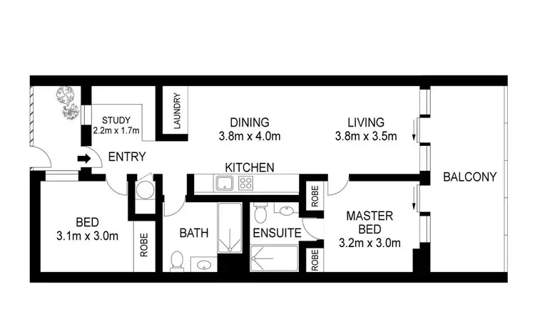 Floorplan of Homely apartment listing, 302/632 Doncaster Road, Doncaster VIC 3108