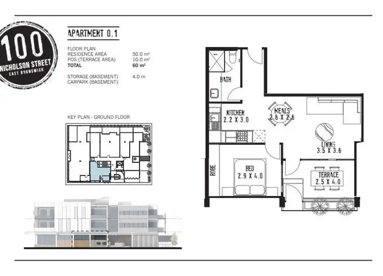 Floorplan of Homely apartment listing, G01/100 Nicholson Street, Brunswick East VIC 3057