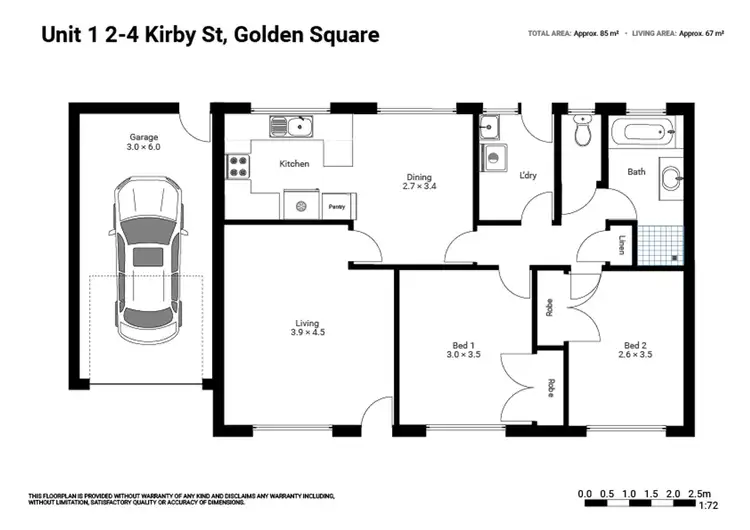 Floorplan of Homely unit listing, 1/2-4 Kirby Street, Golden Square VIC 3555