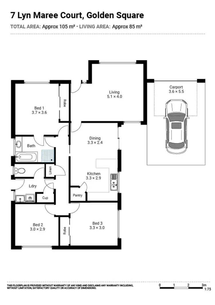 Floorplan of Homely house listing, 7 Lyn Maree Court, Golden Square VIC 3555