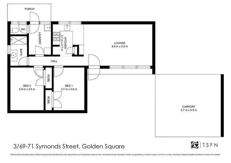 Floorplan of Homely unit listing, 3/69-71 Symonds Street, Golden Square VIC 3555