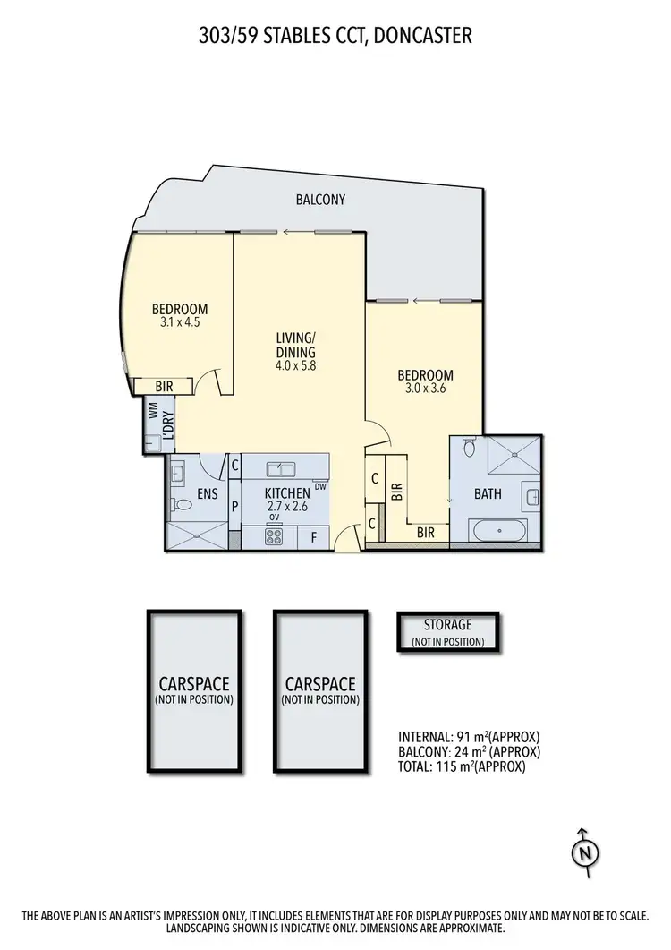 Floorplan of Homely apartment listing, 303/59 Stables Circuit, Doncaster VIC 3108