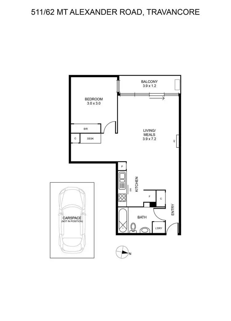 Floorplan of Homely apartment listing, 511/62 Mt Alexander Road, Travancore VIC 3032