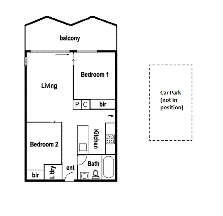 Floorplan of Homely apartment listing, 542/38 Mount Alexander Road, Travancore VIC 3032