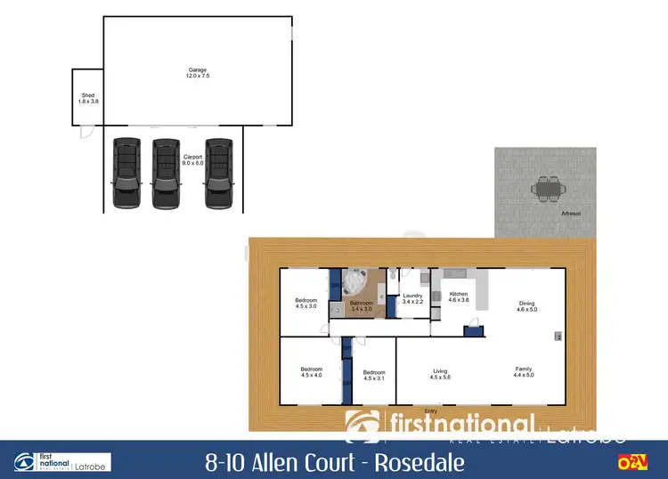 Floorplan of Homely house listing, 8-10 Allen Court, Rosedale VIC 3847