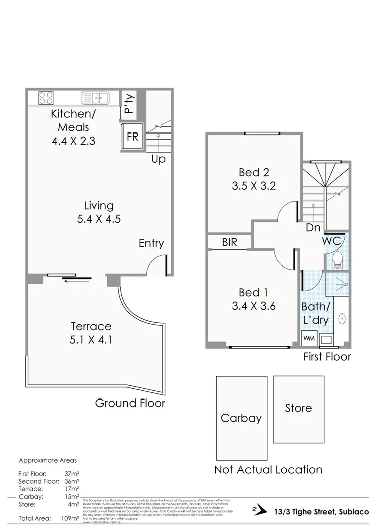 Floorplan of Homely townhouse listing, 13/3 Tighe Street, Subiaco WA 6008