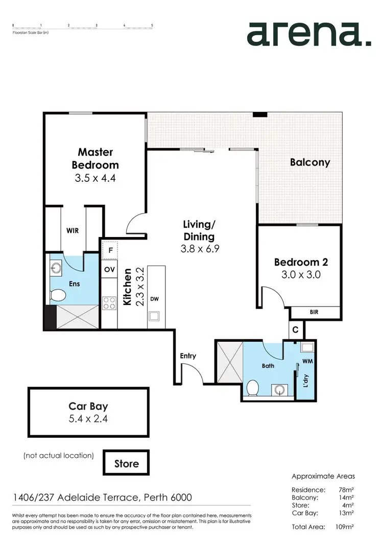Floorplan of Homely apartment listing, 1406/237 Adelaide Tce, Perth WA 6000