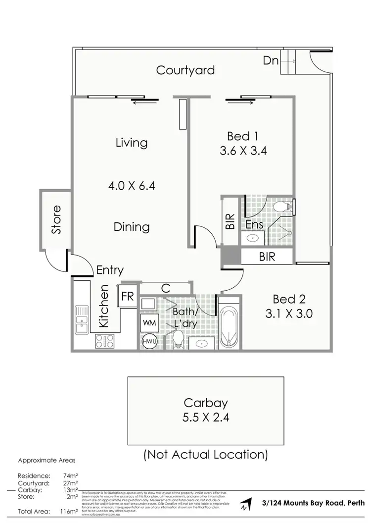 Floorplan of Homely apartment listing, 3/124 Mounts Bay Road, Perth WA 6000