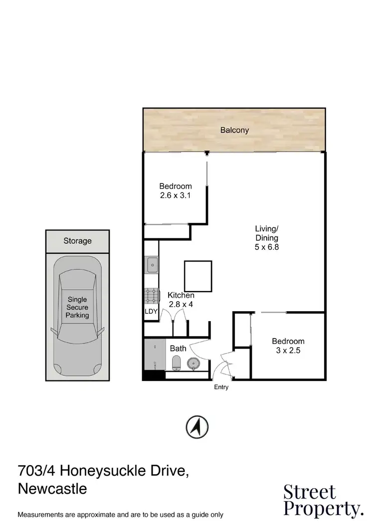 Floorplan of Homely apartment listing, 703/4 Honeysuckle Drive, Newcastle NSW 2300