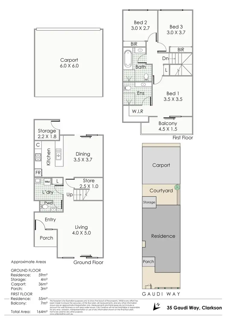 Floorplan of Homely townhouse listing, 35 Gaudi Way, Clarkson WA 6030