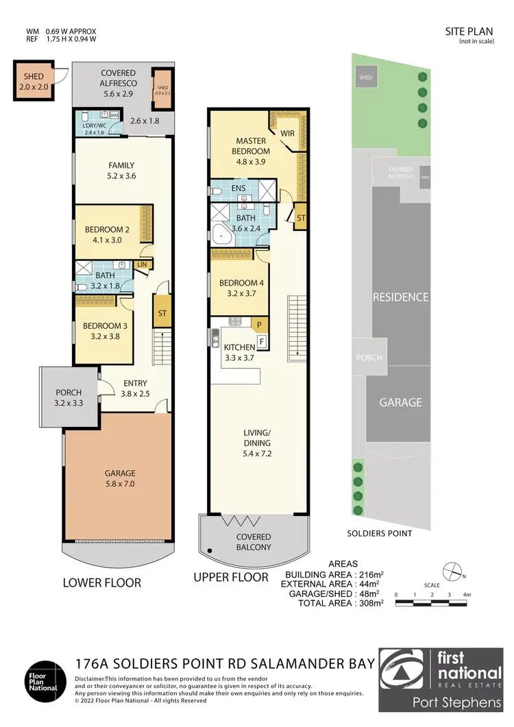 Floorplan of Homely semi-detached listing, 176A Soldiers Point Road, Salamander Bay NSW 2317