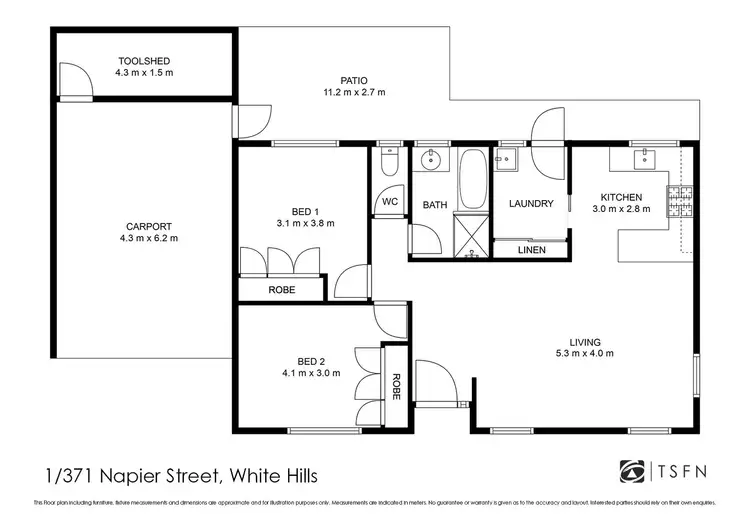 Floorplan of Homely unit listing, 1/371 Napier Street, White Hills VIC 3550