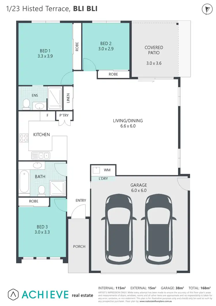 Floorplan of Homely semi-detached listing, 1/23 Histed Terrace, Bli Bli QLD 4560